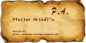 Pfeiler Arikán névjegykártya